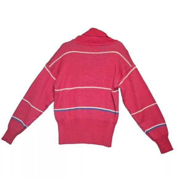 Slalom Vintage 80's Hot Pink Nordic Design Ribbed Turtleneck Knit Ski Sweater - Picture 11 of 16